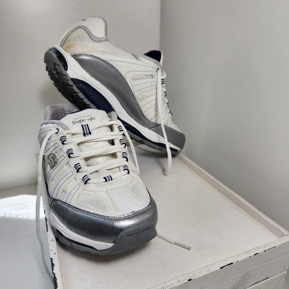 White and Gray Athletic Sneakers
